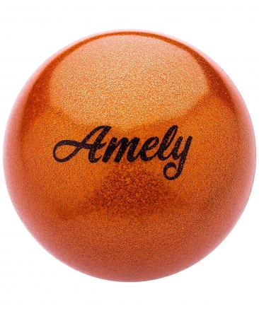 Мяч для художественной гимнастики AGB-103 19 см, оранжевый, с насыщенными блестками, фото 1