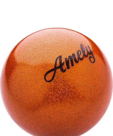 Мяч для художественной гимнастики AGB-103 19 см, оранжевый, с насыщенными блестками, фото 2