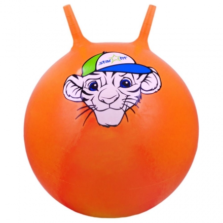 Мяч-попрыгун GB-402 55 см &quot;Тигренок&quot;, с рожками, оранжевый, фото 1