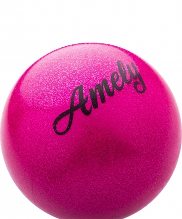 Мяч для художественной гимнастики AGB-103 19 см, розовый, с насыщенными блестками, фото 2