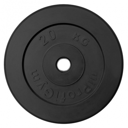 Диск «Profigym» тренировочный обрезиненный 20 кг черный 26 мм (металлическая втулка)  ДТР-20/26, фото 1