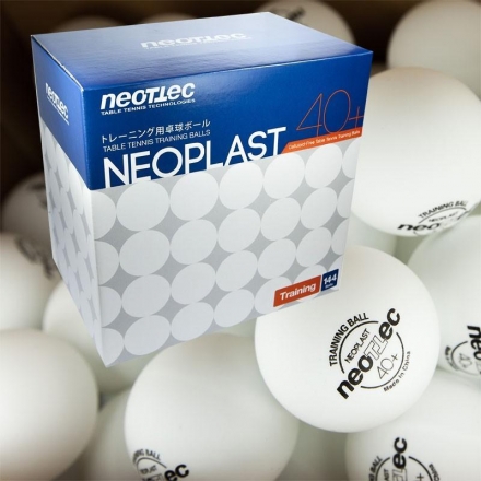 Мяч для настольного тенниса тренировочный NEOTTEC Neoplast Training, пластик, диам. 40+, белый, в упаковке 144 шт, фото 1