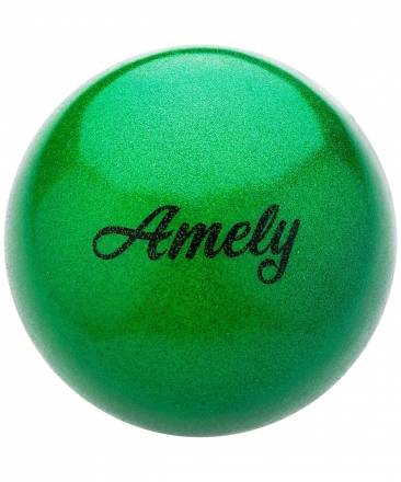 Мяч для художественной гимнастики AGB-103 19 см, зеленый, с насыщенными блестками, фото 1
