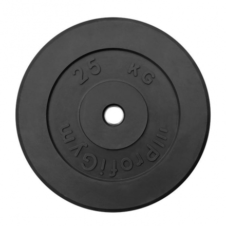 Диск «Profigym» тренировочный обрезиненный 25 кг черный 26 мм (металлическая втулка)   ДТР-25/26, фото 1