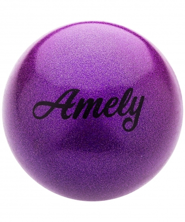 Мяч для художественной гимнастики AGB-103 19 см, фиолетовый, с насыщенными блестками, фото 1