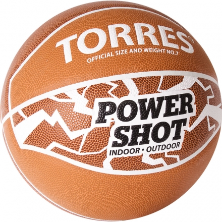 Мяч баск. &quot;TORRES Power Shot&quot; арт.B32087, р.7, 8 пан., ПУ, нейлон.корд,бут.кам, оранжево-белый, фото 2