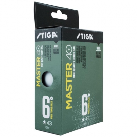 Мяч для настольного тенниса Stiga Master ABS 1*, диам. 40+ мм, пластик, цвет белый, 6 шт., фото 1
