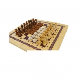 Игра 2 в 1 шашки, шахматы с деревянными фигурами