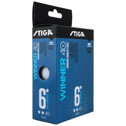 Мяч для настольного тенниса Stiga Winner ABS 2**, диам. 40+ мм, пластик, цвет белый, в упаковке 6 шт., фото 1