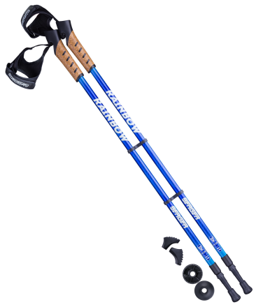 Палки для скандинавской ходьбы Rainbow, 77-135 см, 2-секционные, синий/голубой, фото 1