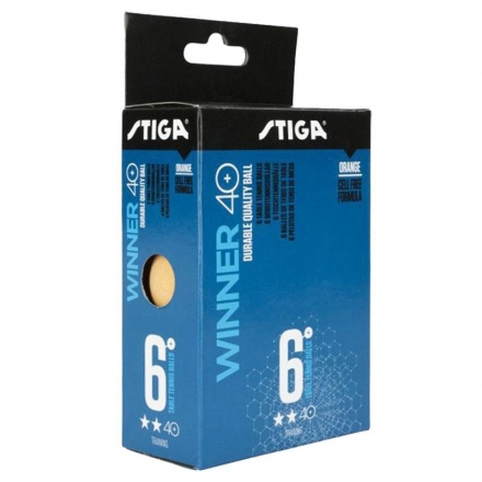 Мяч для настольного тенниса Stiga Winner ABS 2**, диам. 40+ мм, пластик, цвет оранжевый, в упаковке 6 шт., фото 1