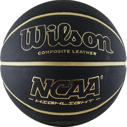 Мяч баск. WILSON NCAA Highlight Gold, арт.WTB067519XB07, р.7, композит, бут.камера, черно-золотистый, фото 1