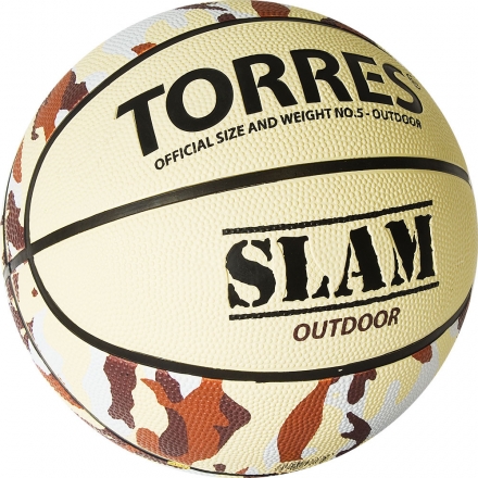 Мяч баск. &quot;TORRES Slam&quot; арт.B02065, р.5, резина, нейлон. корд, бут. кам, бежево-хаки, фото 2