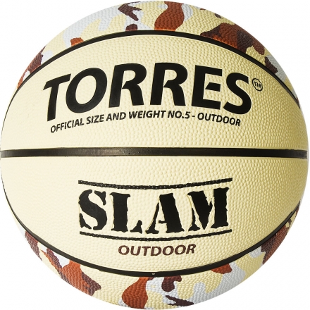 Мяч баск. &quot;TORRES Slam&quot; арт.B02065, р.5, резина, нейлон. корд, бут. кам, бежево-хаки, фото 1