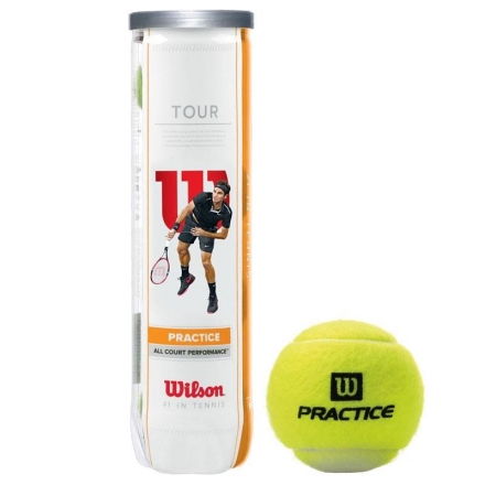 Мяч теннисный WILSON Tour Practice арт. WRT114500, техн. NanoPlay, пласт. банка 4 мяча, фото 1
