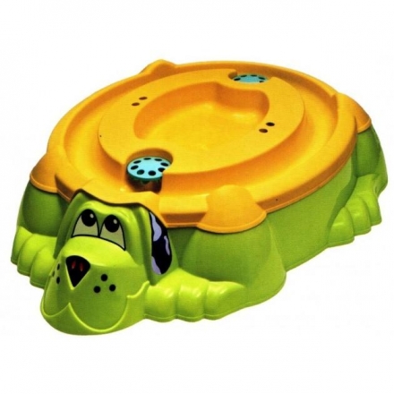 Песочница-бассейн &quot;Собачка с крышкой&quot; 432 зелёный с оранжевой крышкой, фото 1