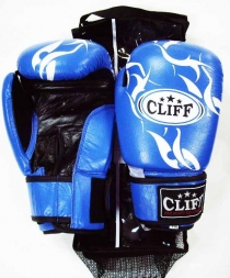 Перчатки бокс P.TECH (кожа)  8 oz синие