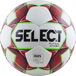 Мяч футзальный тренировочный &quot;SELECT Futsal Samba&quot;, р.4, сертификат IMS, бело-красно-зеленый