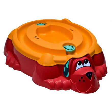 Песочница-бассейн &quot;Собачка с крышкой&quot; 432 бордовый с оранжевой крышкой, фото 1