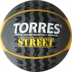 Мяч баск. &quot;TORRES Street&quot; арт.B02417, р.7, 7 панел.резина, нейлон.корд, бут. кам., серо-желто-бел, фото 1
