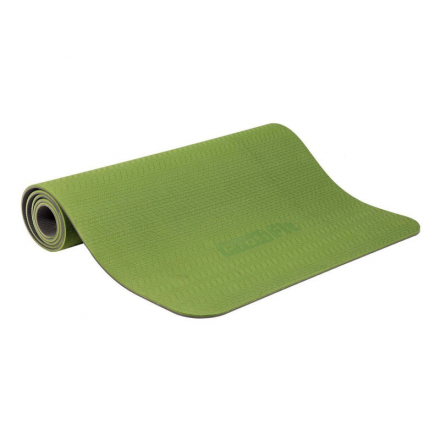 Коврик для йоги и фитнеса PROFI-FIT, 6 мм, ПРОФ (зеленый-серый), фото 1