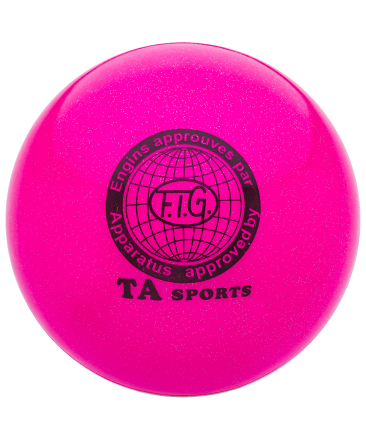 Мяч для художественной гимнастики RGB-102, 19 см, розовый, с блестками, фото 1