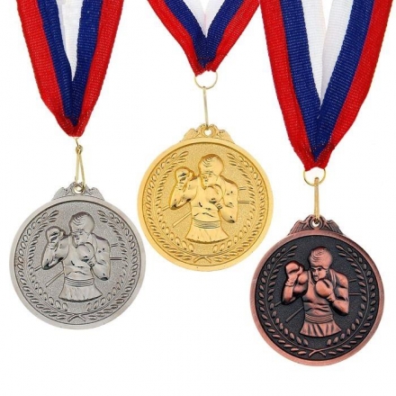 Медаль Бокс d-53мм серебро, фото 1