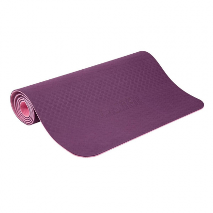Коврик для йоги и фитнеса PROFI-FIT, 6 мм,  ПРОФ (фиолетовый-розовый), фото 1
