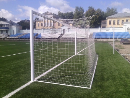 Ворота футбольные алюминиевые 7,32х2,44 м под свободно подвешиваемую сетку, фото 5