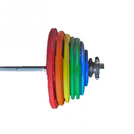 Штанга «Олимпийская» 200 кг в комплекте с цветными дисками, фото 1