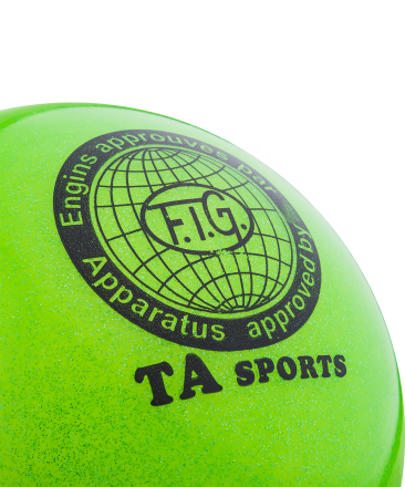 Мяч для художественной гимнастики RGB-102, 19 см, зеленый, с блестками, фото 2