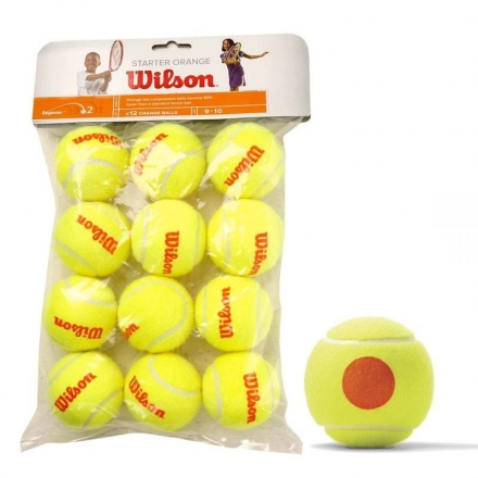 Мяч теннисный WILSON Starter Orange, для детей 8-10 лет, одобр.ITF , фетр, нат. резина, фото 1