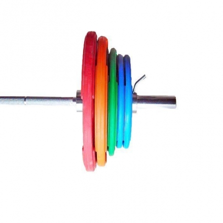 Штанга «Олимпийская» 150 кг в комплекте с цветными дисками, фото 1