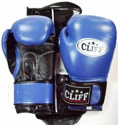 Перчатки бокс C.TECH (кожа)  8 oz синие