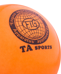 Мяч для художественной гимнастики RGB-102, 19 см, оранжевый, с блестками, фото 2