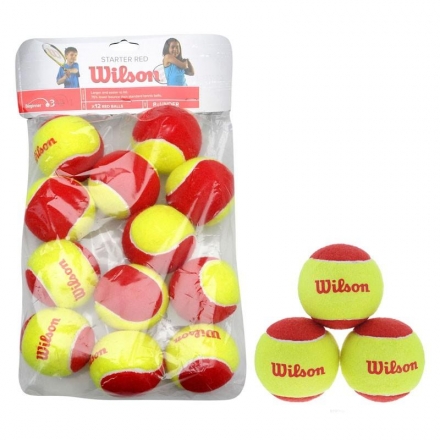 Мяч теннисный WILSON Starter Red, арт.WRT137100,уп.12 шт, фетр,нат.резина,желто-красный, фото 1