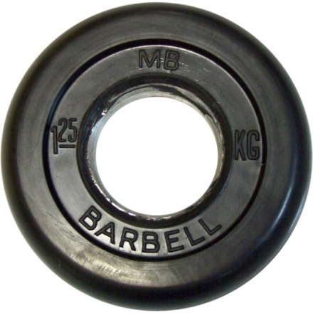 Диск обрезиненный черный MB Barbell d-51mm  1,25кг, фото 1