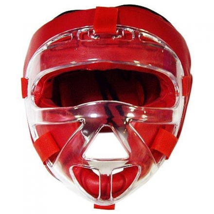 Шлем боксерский Cliff с защитной маской, синт.кожа PVC, цвет Красный. р-р XXL, фото 1