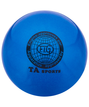 Мяч для художественной гимнастики RGB-102, 19 см, синий, с блестками, фото 1