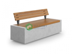 Скамейка бетонная «Бокс» с настилом и спинкой, фото 1