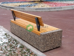 Скамейка бетонная «Бокс» с настилом и спинкой, фото 2