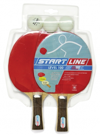 Набор START LINE: 2 Ракетки Level 100, 3 Мяча, упаковка блистер, фото 1