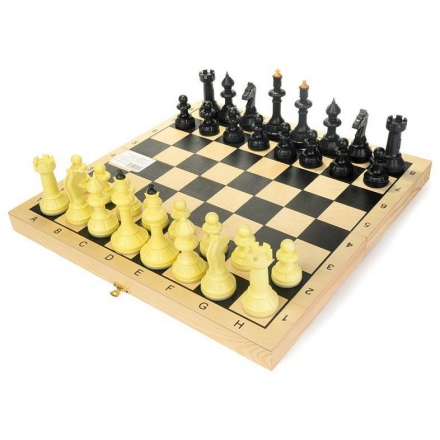 Шахматы &quot;Айвенго&quot; обиходные (пластик) с деревянной шахматной доской, высота короля 71 мм, фото 1