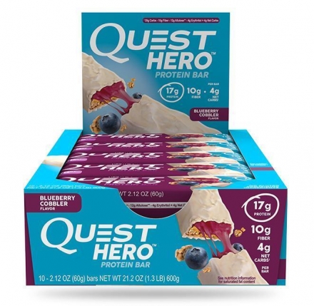 Батончики Quest Hero Bar Blueberry Cobbler (10шт), фото 1