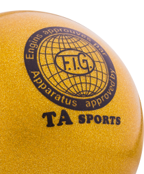 Мяч для художественной гимнастики RGB-102, 19 см, желтый, с блестками, фото 2