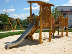 Детская площадка для игр с песком, сетками и горкой из нержавейки, фото 1