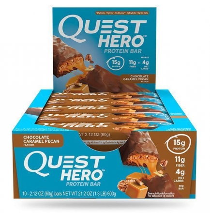 Батончики Quest Hero Bar Chocolate Caramel Pecan (10шт), фото 1