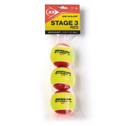 Мяч теннисный Dunlop Stage 3 (RED) 3B, уп. 3 шт , фото 1
