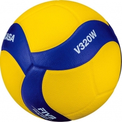 Мяч волейбольный матчевый &quot;MIKASA V320W&quot;, р.5, оф. параметры FIVB, желто-синий, фото 2