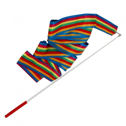Лента гимнастическая 4м с палочкой цвет Радуга, фото 1